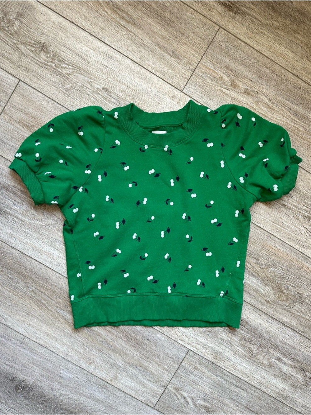 Maeve Short Sleeve Sweatshirt Top Green Cherry XS
